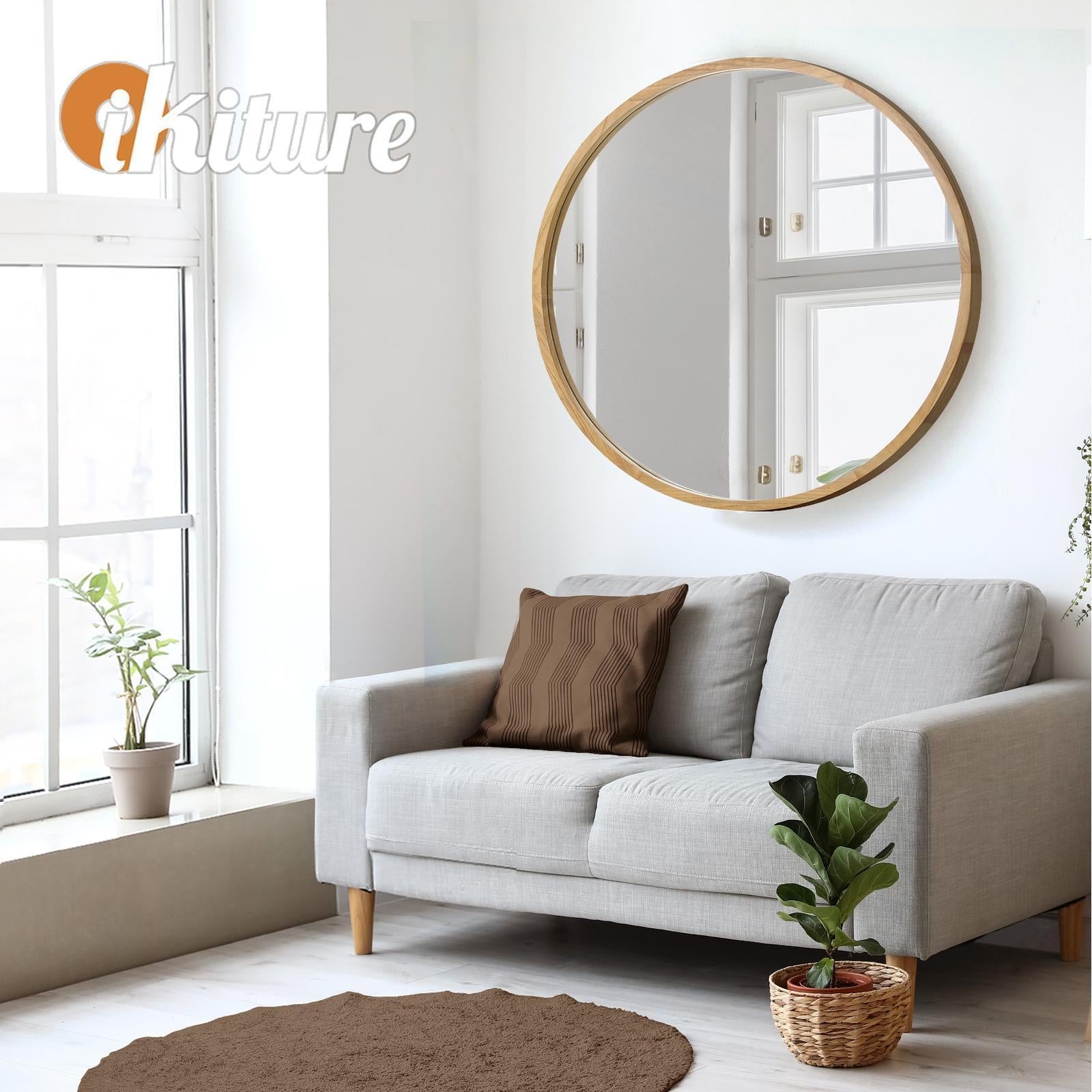 Oikiture Wall Mirrors round Makeup Mirror Home Decor 50/60/70/80/90