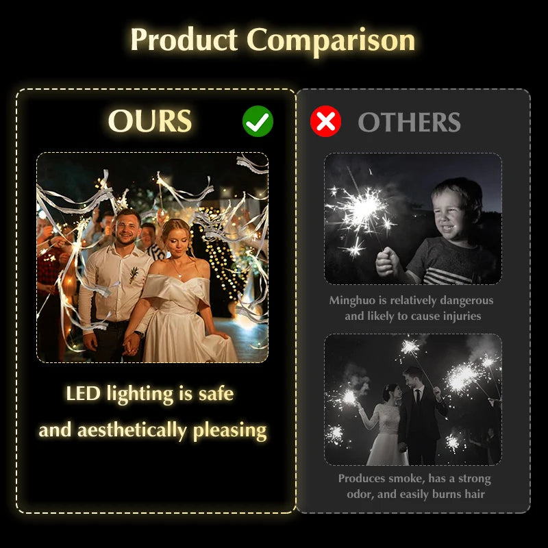 Wedding Ribbon Fairy Wand Light up Magic Wand Glow in the Dark Flashing Lace Stick for Birthday Baby Shower Send off Party Favor