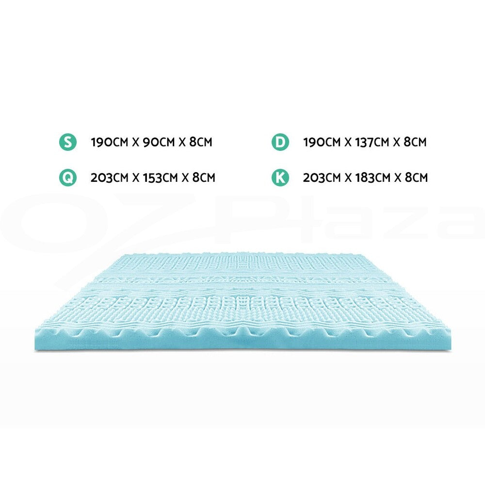 Giselle 11-Zone Memory Foam Topper Cool Gel Mattress Toppers W/Bamboo Cover