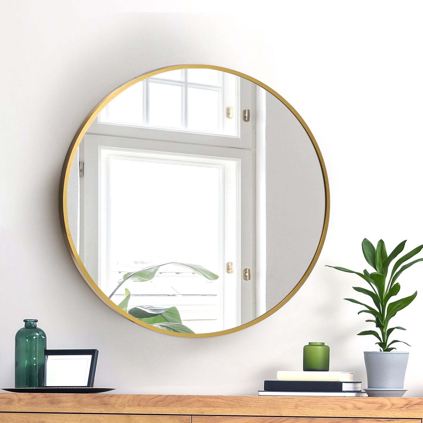 Oikiture Wall Mirrors round Makeup Mirror Home Decor 50/60/70/80/90