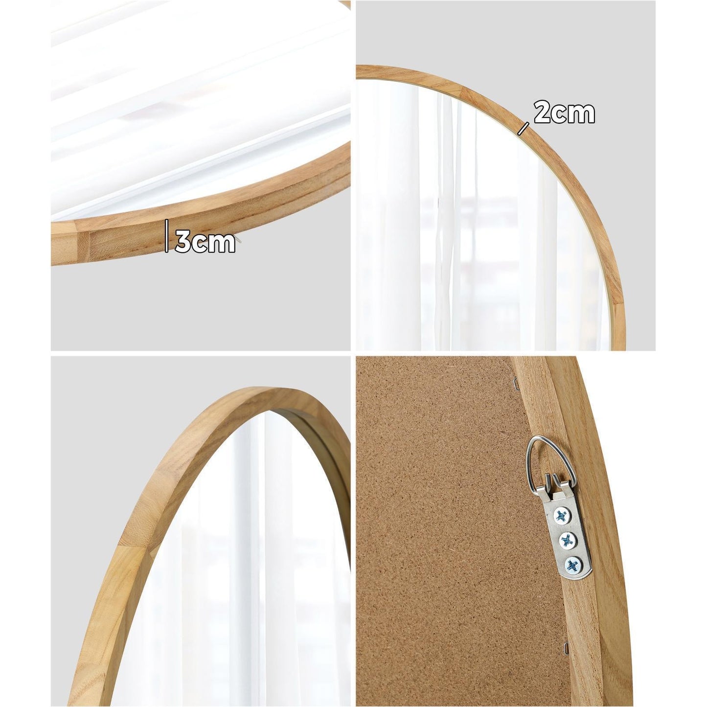 Oikiture Wall Mirrors round Makeup Mirror Home Decor 50/60/70/80/90
