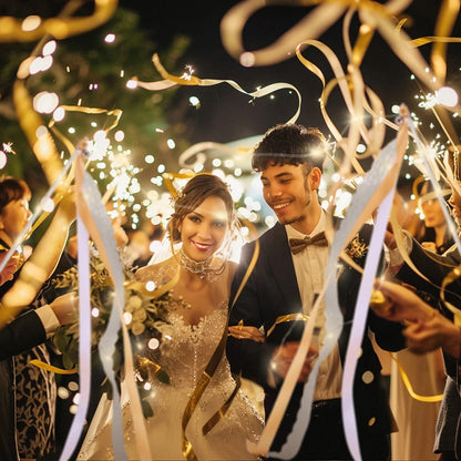 Wedding Ribbon Fairy Wand Light up Magic Wand Glow in the Dark Flashing Lace Stick for Birthday Baby Shower Send off Party Favor
