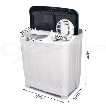 Devanti 4.6Kg Mini Portable Washing Machine Twin Tub Spin Camping Caravan
