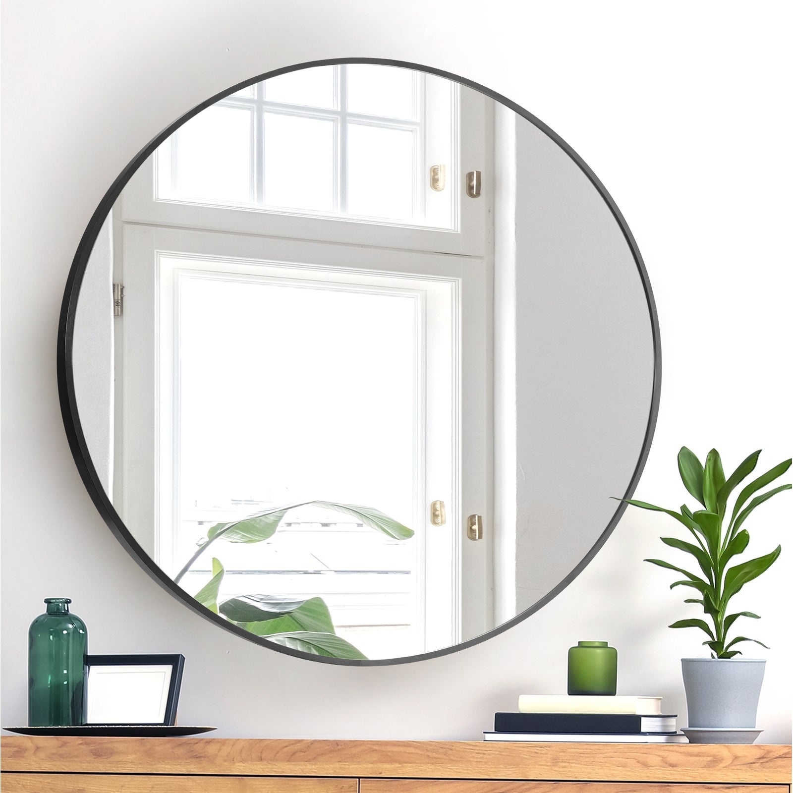 Oikiture Wall Mirrors round Makeup Mirror Home Decor 50/60/70/80/90