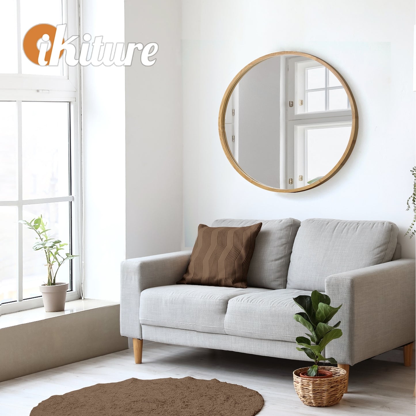 Oikiture Wall Mirrors round Makeup Mirror Home Decor 50/60/70/80/90