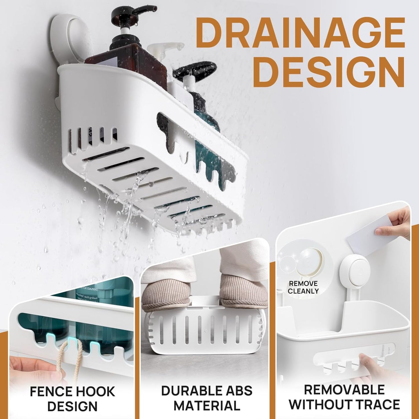 TAILI Shower Caddy Suction Cup No-Drilling Removable Shower Basket Powerful Heavy Duty Caddy Suction Cup Waterproof Caddy Organizer for Bathroom & Kitchen Nice-Shower Caddy
