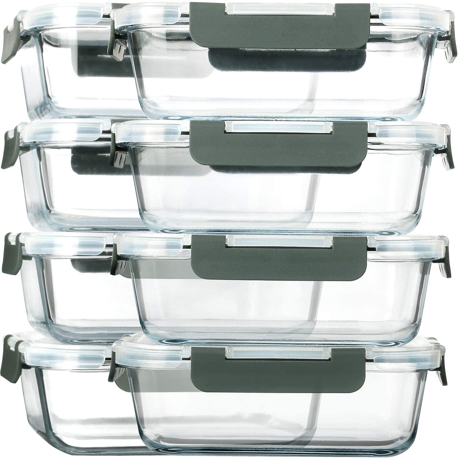 MCIRCO Glass Meal Prep Containers, 8 Packs of 30 Oz Airtight Glass Lunch Containers with Lids - Bpa-Free, Microwave, Oven, Freezer & Dishwasher Safe