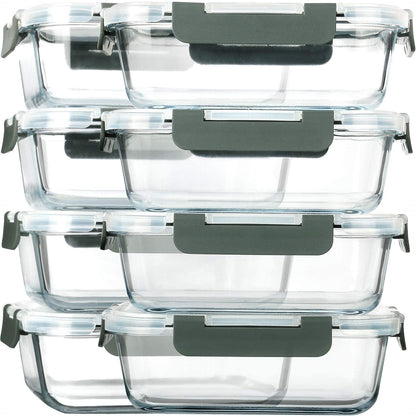 MCIRCO Glass Meal Prep Containers, 8 Packs of 30 Oz Airtight Glass Lunch Containers with Lids - Bpa-Free, Microwave, Oven, Freezer & Dishwasher Safe