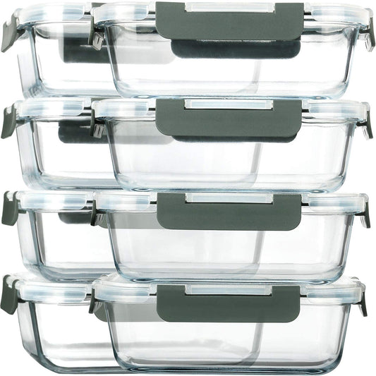 MCIRCO Glass Meal Prep Containers, 8 Packs of 30 Oz Airtight Glass Lunch Containers with Lids - Bpa-Free, Microwave, Oven, Freezer & Dishwasher Safe