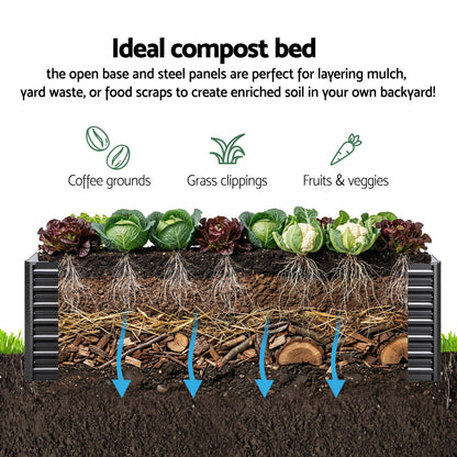 Green Fingers Raised Garden Bed 320X80X77Cm Planter Box Container Galvanised