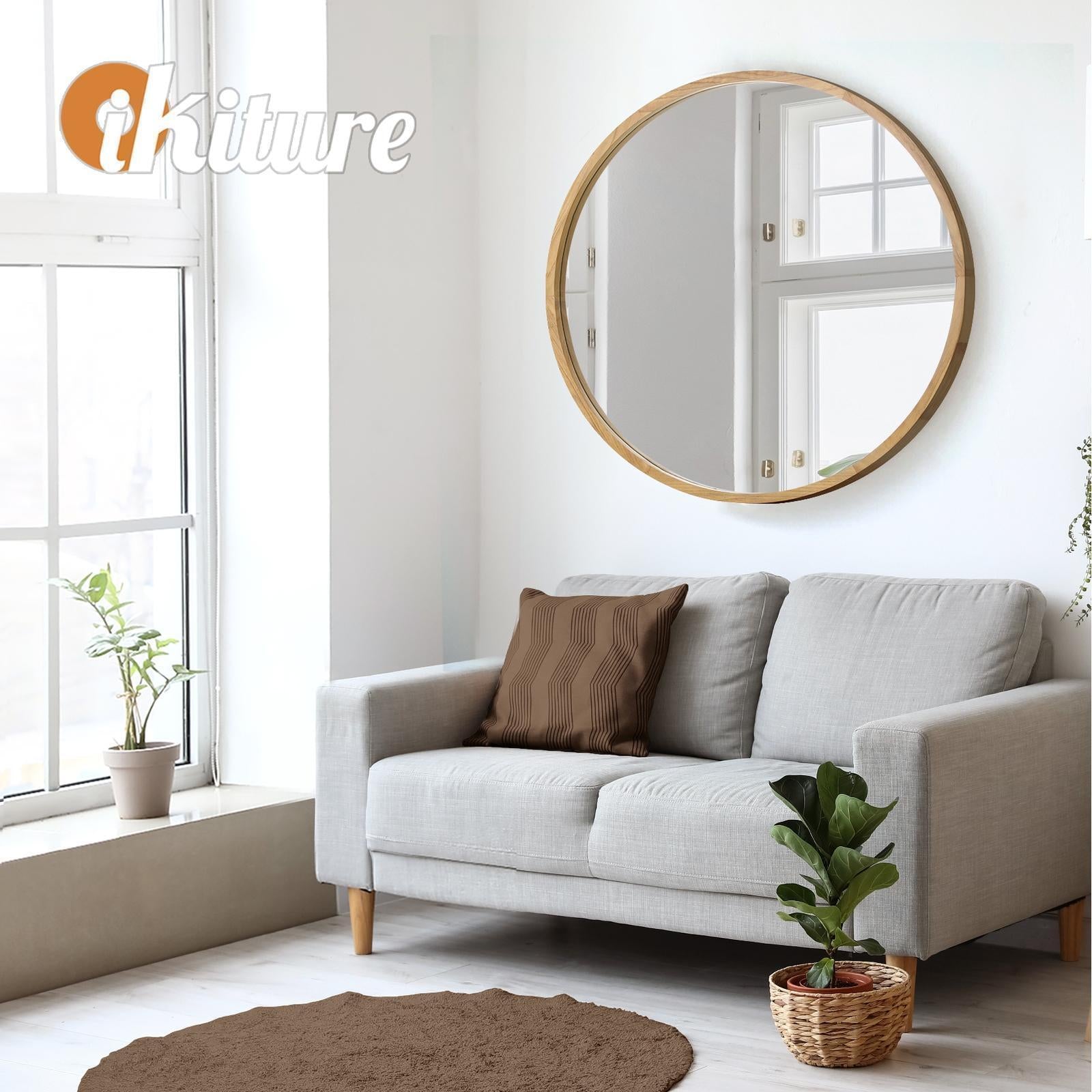 Oikiture Wall Mirrors round Makeup Mirror Home Decor 50/60/70/80/90