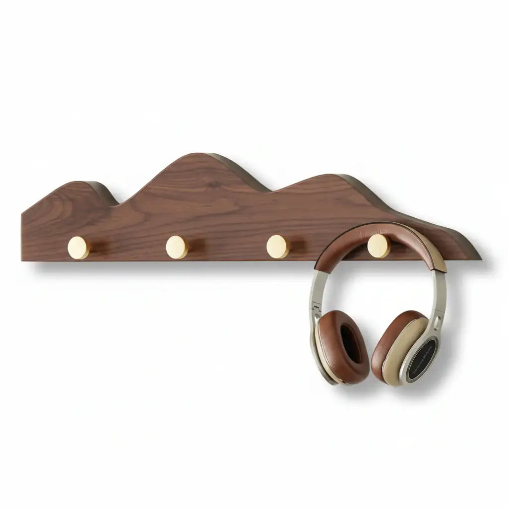Hill Shape Wooden Wall Hook Rack Long Row Coat & Storage Organizer