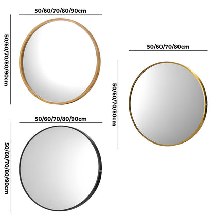 Oikiture Wall Mirrors round Makeup Mirror Home Decor 50/60/70/80/90