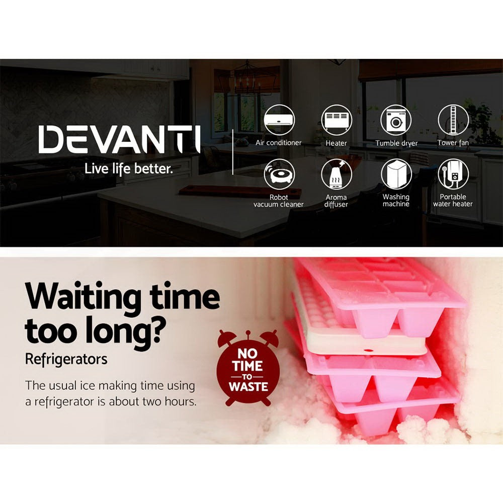 Devanti 3.2L Portable Ice Maker Commercial Ice Cube Machine Stainless Steel
