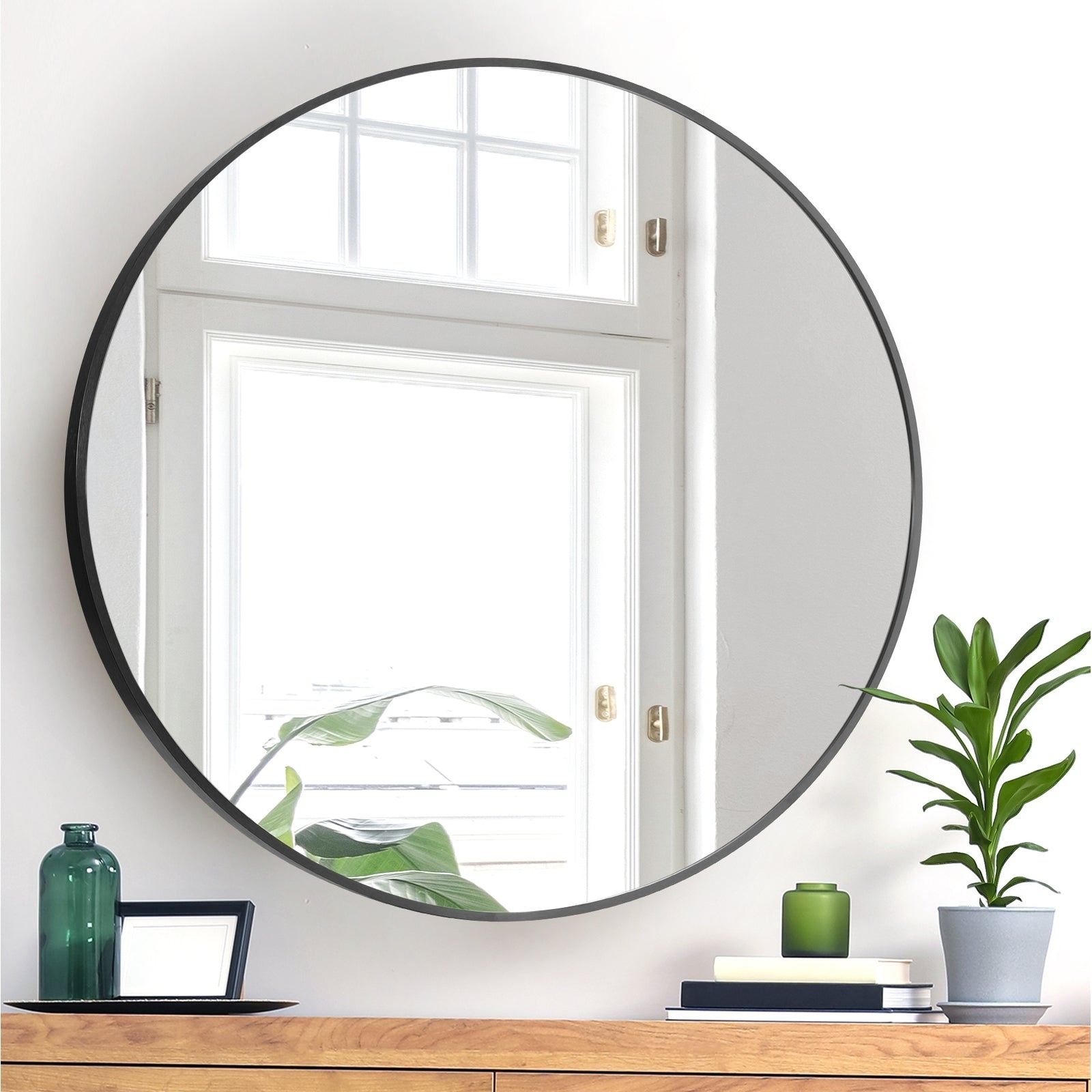 Oikiture Wall Mirrors round Makeup Mirror Home Decor 50/60/70/80/90