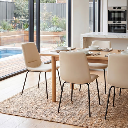Levede Set of 4 Stackable Dining Chairs Kitchen Lounge Chair PU Leather Beige