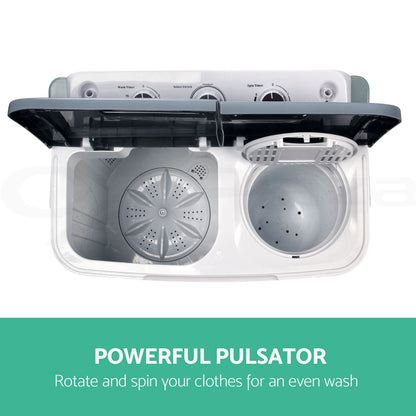 Devanti 4.6Kg Mini Portable Washing Machine Twin Tub Spin Camping Caravan