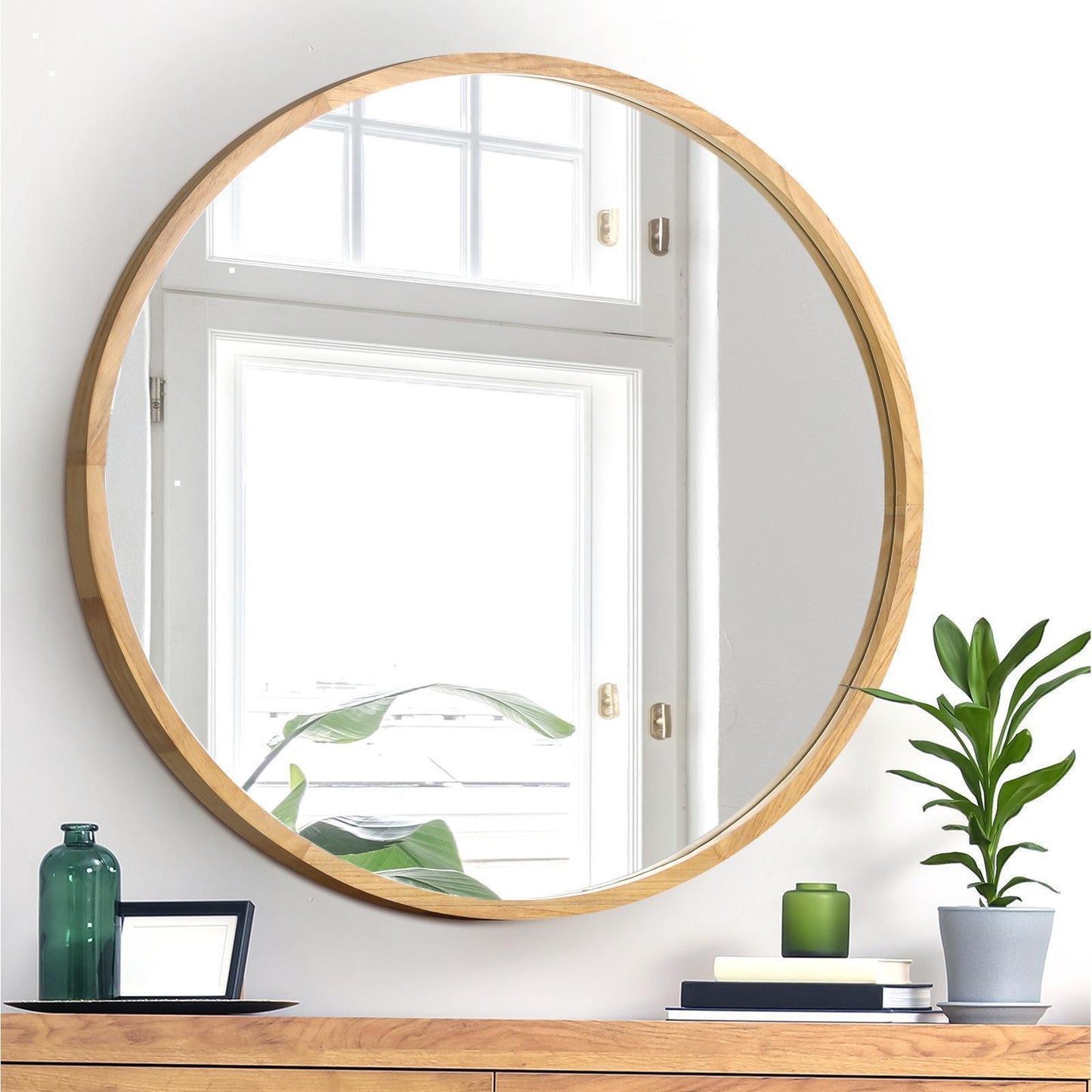 Oikiture Wall Mirrors round Makeup Mirror Home Decor 50/60/70/80/90