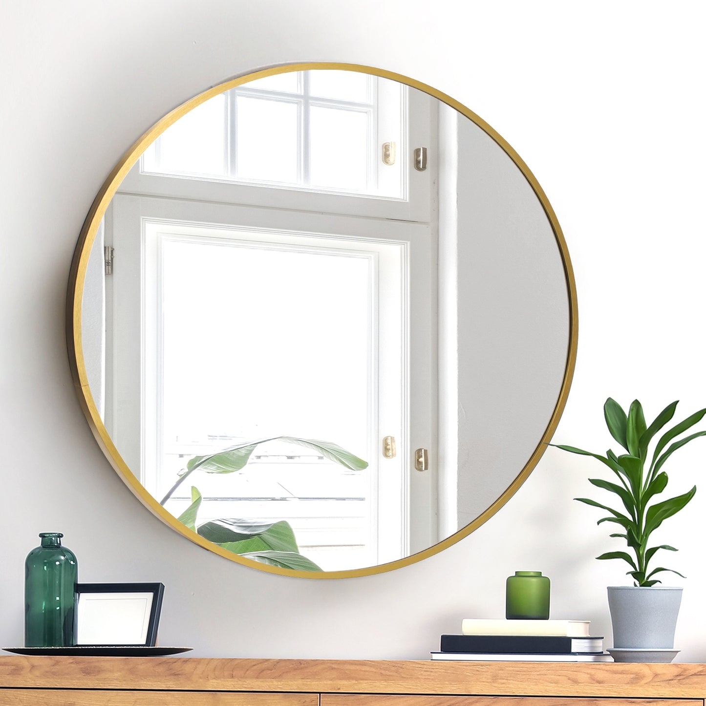 Oikiture Wall Mirrors round Makeup Mirror Home Decor 50/60/70/80/90