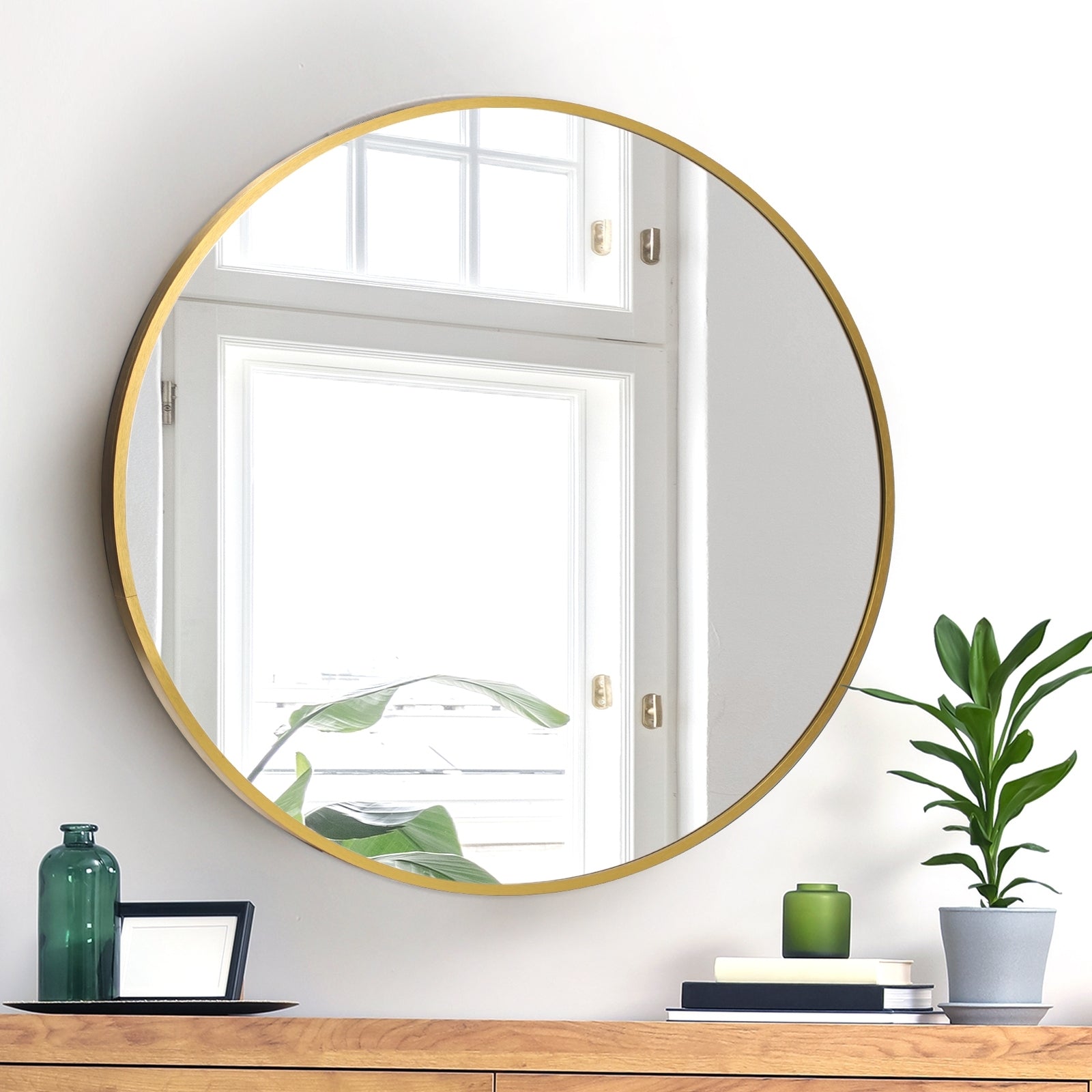 Oikiture Wall Mirrors round Makeup Mirror Home Decor 50/60/70/80/90
