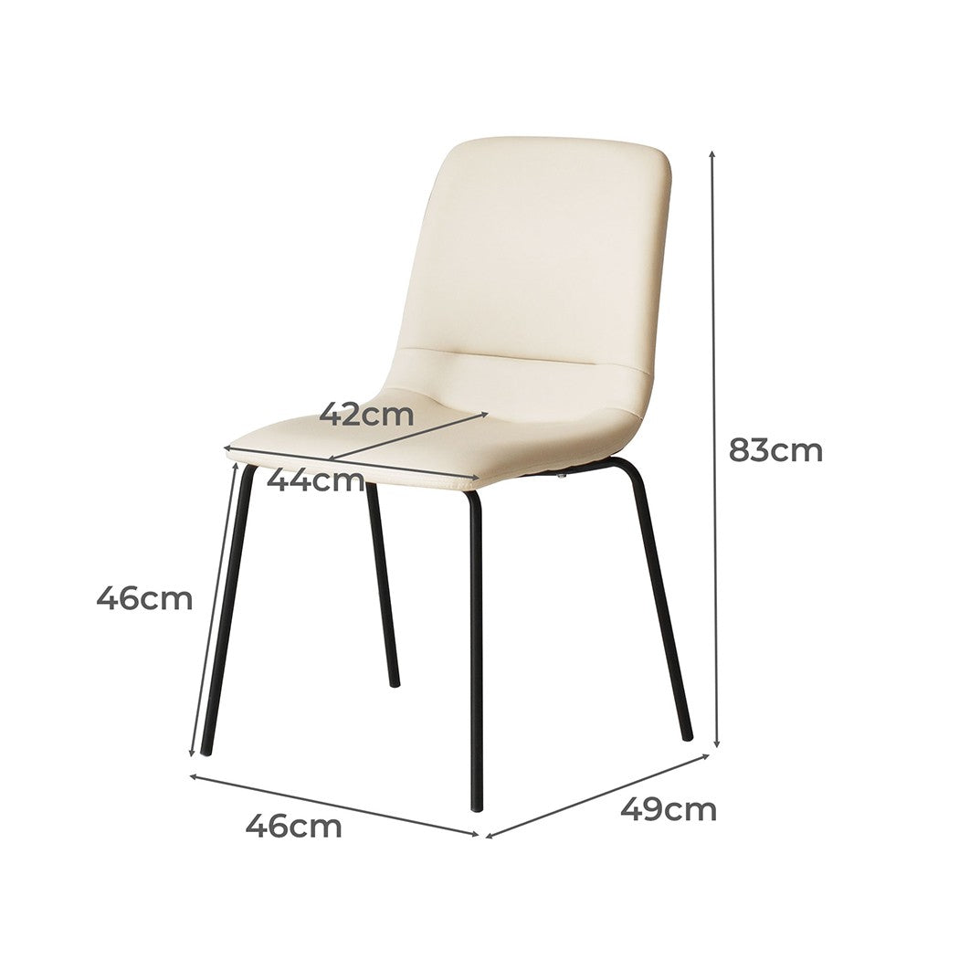 Levede Set of 4 Stackable Dining Chairs Kitchen Lounge Chair PU Leather Beige