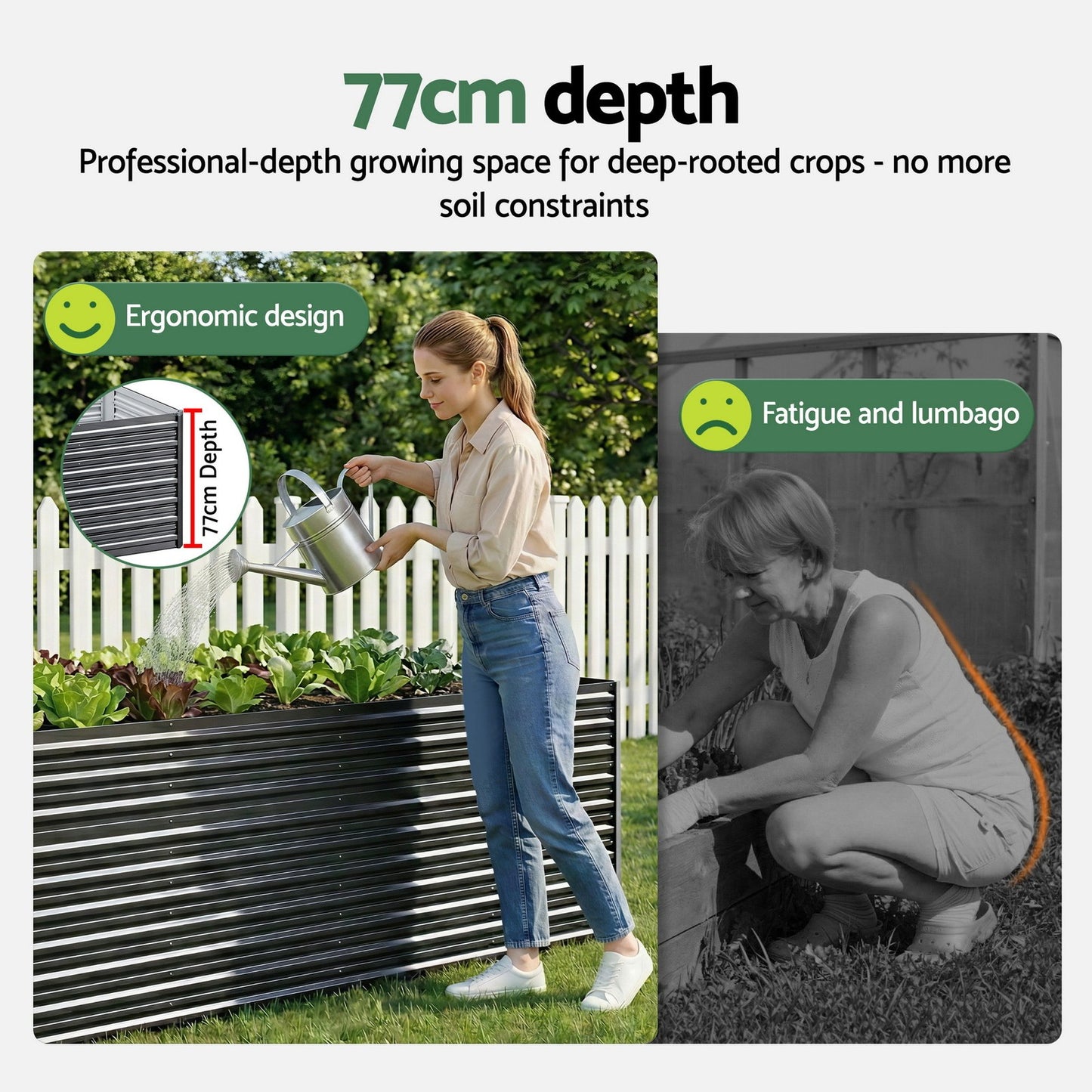 Green Fingers Raised Garden Bed 320X80X77Cm Planter Box Container Galvanised