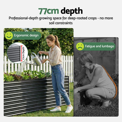 Green Fingers Raised Garden Bed 320X80X77Cm Planter Box Container Galvanised