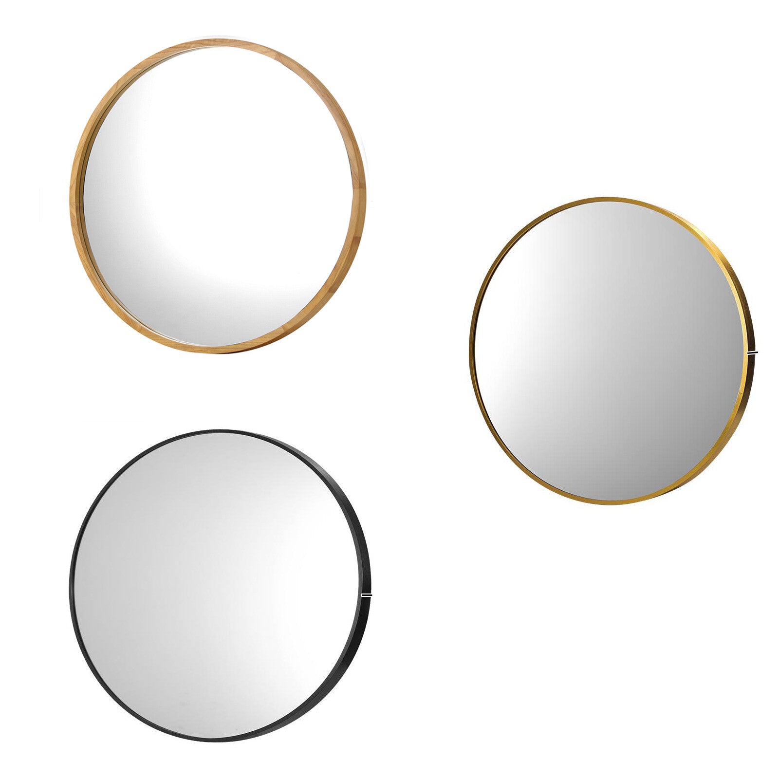 Oikiture Wall Mirrors round Makeup Mirror Home Decor 50/60/70/80/90