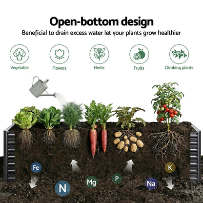 Green Fingers Raised Garden Bed 320X80X77Cm Planter Box Container Galvanised