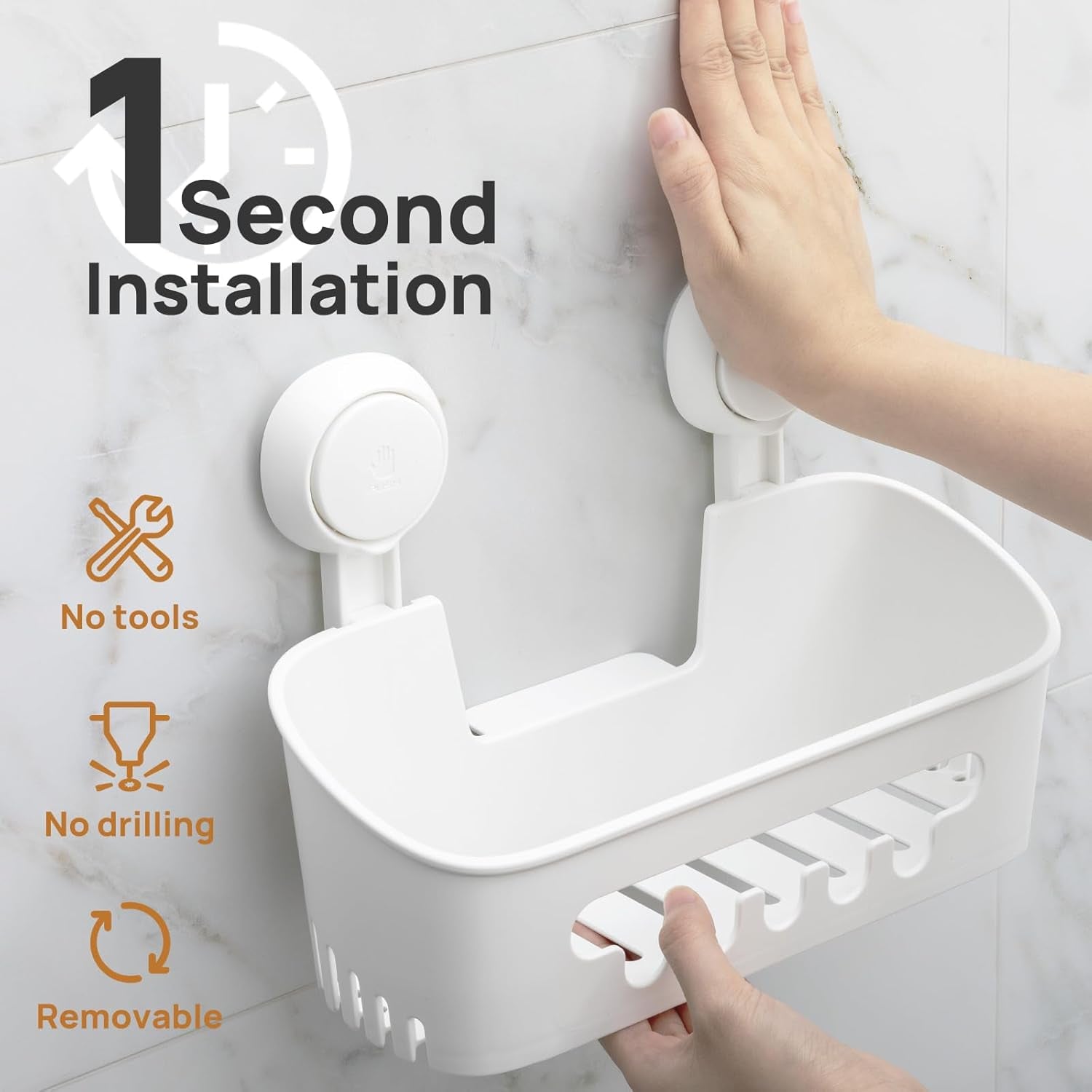 TAILI Shower Caddy Suction Cup No-Drilling Removable Shower Basket Powerful Heavy Duty Caddy Suction Cup Waterproof Caddy Organizer for Bathroom & Kitchen Nice-Shower Caddy