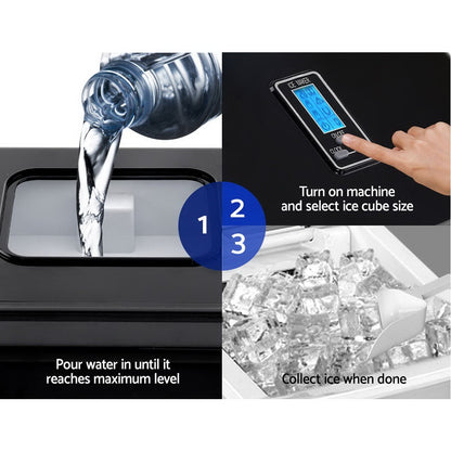 Devanti 3.2L Portable Ice Maker Commercial Ice Cube Machine Stainless Steel