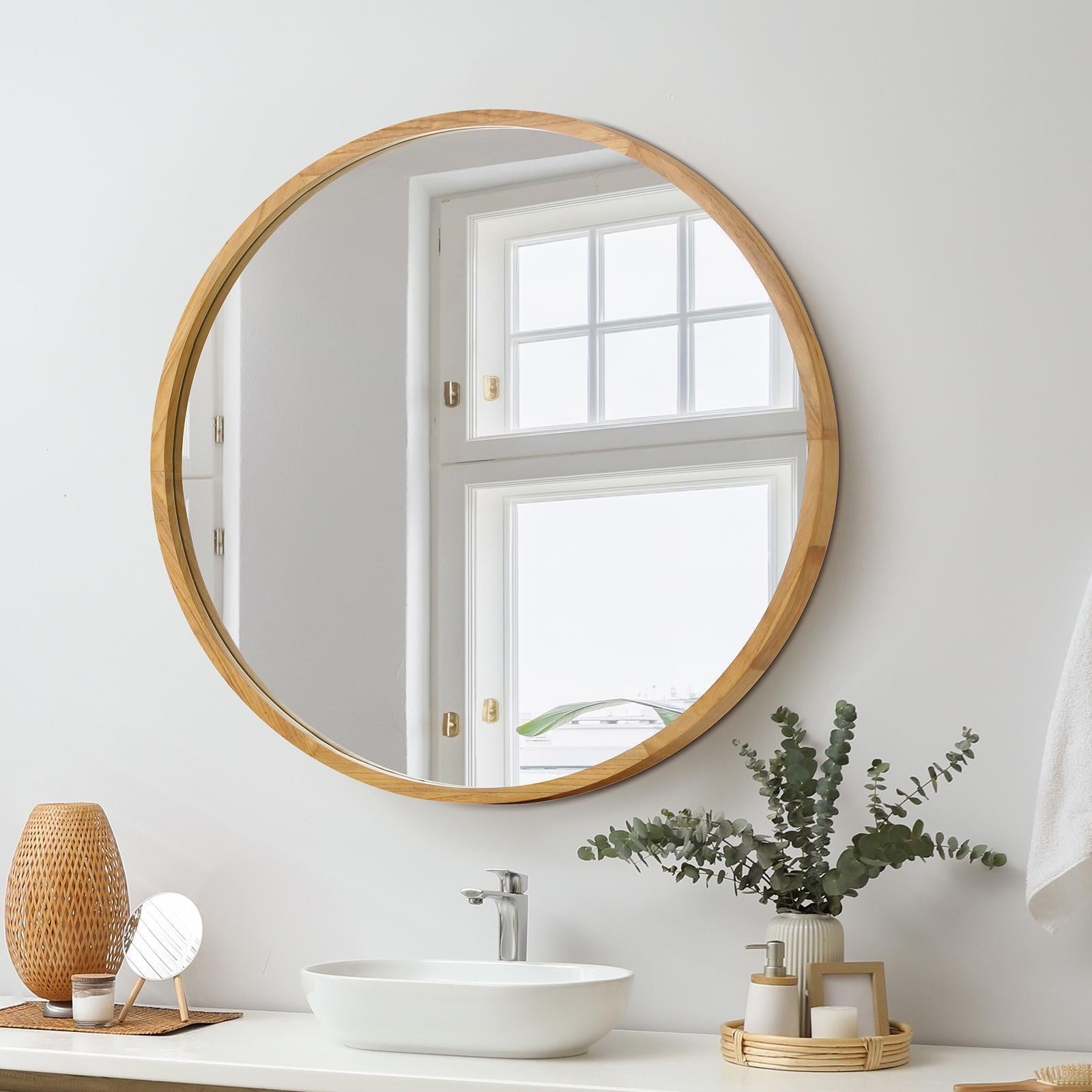 Oikiture Wall Mirrors round Makeup Mirror Home Decor 50/60/70/80/90