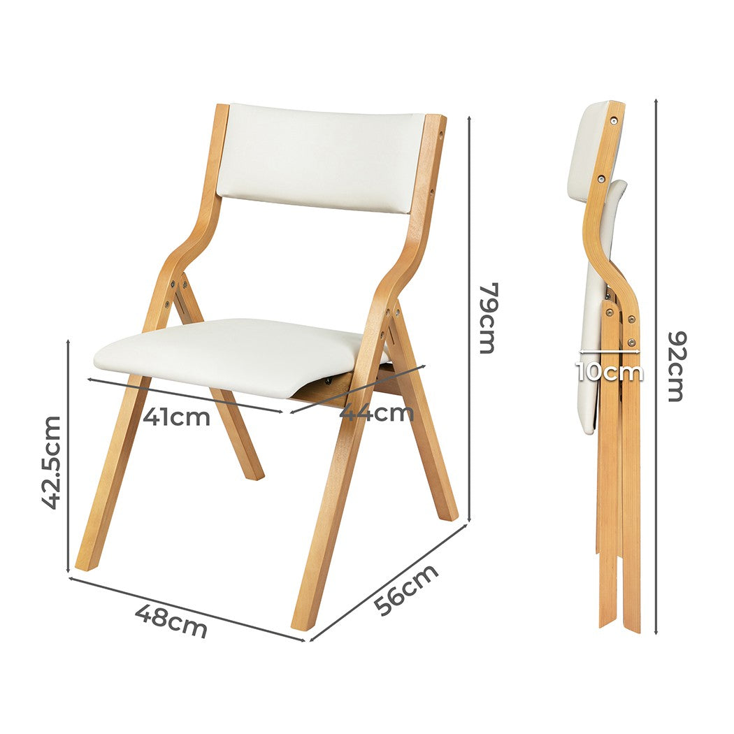 Levede 2X Dining Chairs Foldable PU Leather Kitchen Chair Lounge Room Vintage