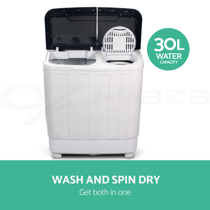 Devanti 4.6Kg Mini Portable Washing Machine Twin Tub Spin Camping Caravan