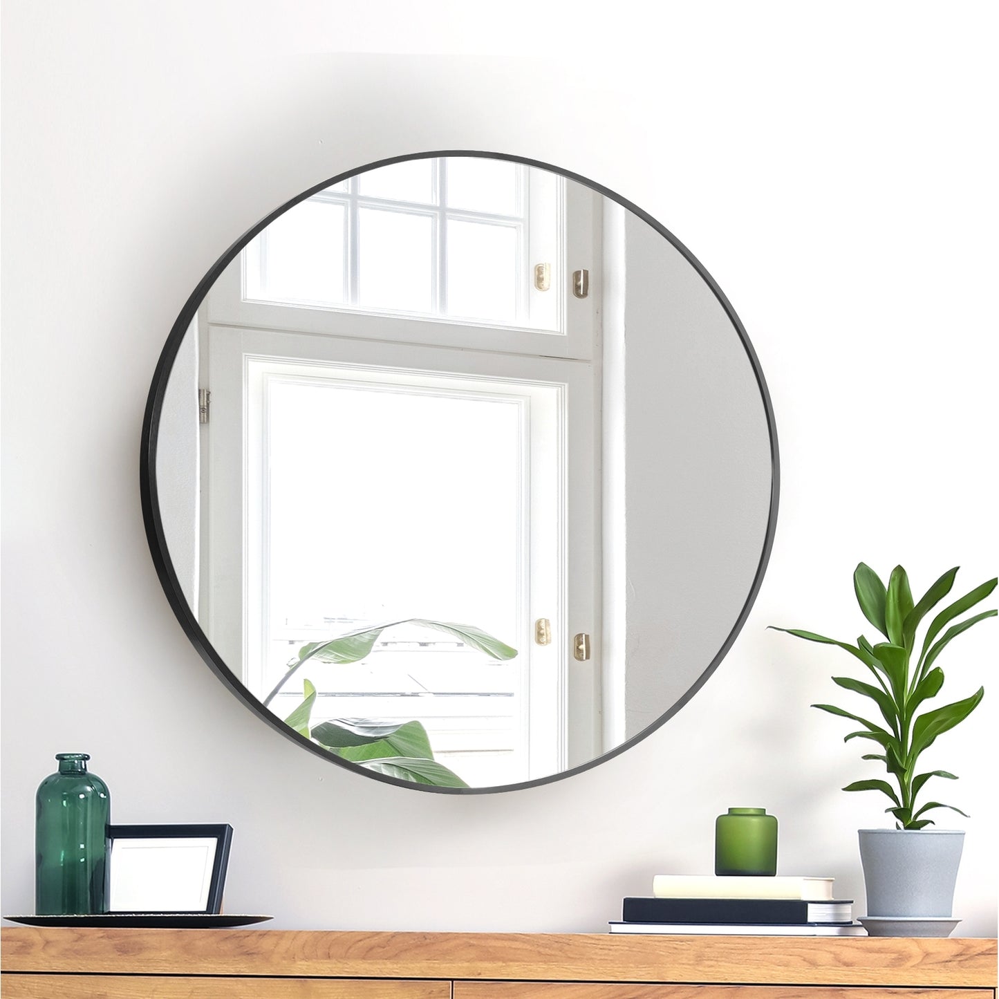 Oikiture Wall Mirrors round Makeup Mirror Home Decor 50/60/70/80/90