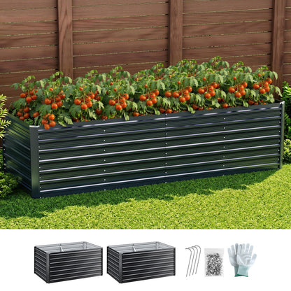Green Fingers Raised Garden Bed 320X80X77Cm Planter Box Container Galvanised