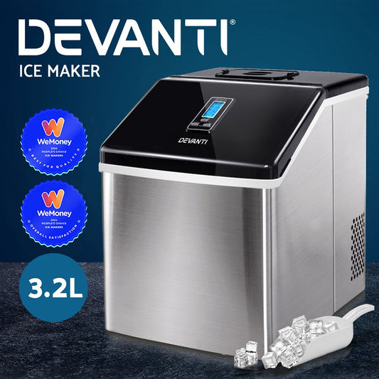 Devanti 3.2L Portable Ice Maker Commercial Ice Cube Machine Stainless Steel