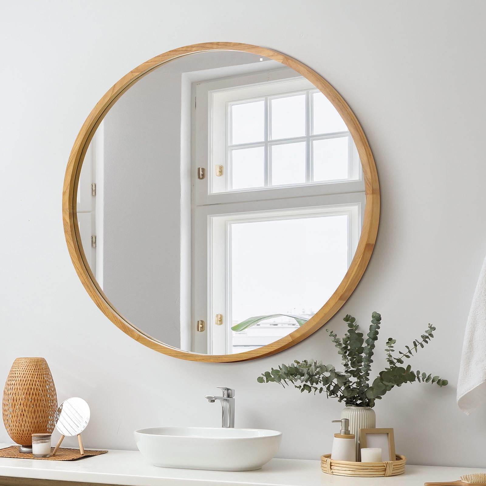 Oikiture Wall Mirrors round Makeup Mirror Home Decor 50/60/70/80/90