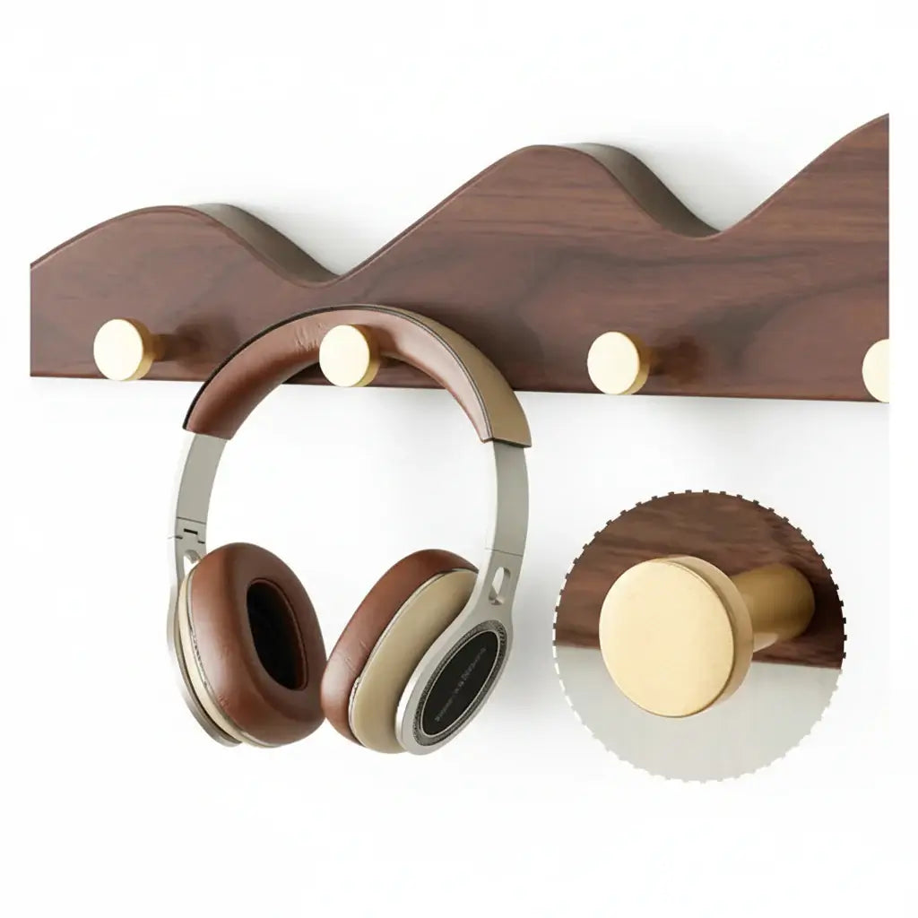 Hill Shape Wooden Wall Hook Rack Long Row Coat & Storage Organizer
