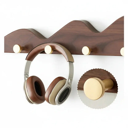 Hill Shape Wooden Wall Hook Rack Long Row Coat & Storage Organizer