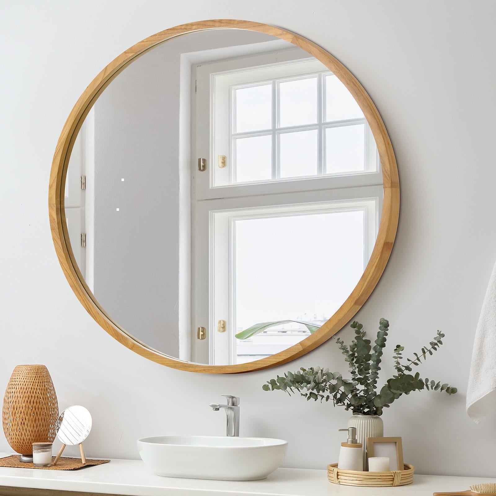 Oikiture Wall Mirrors round Makeup Mirror Home Decor 50/60/70/80/90