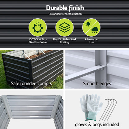 Green Fingers Raised Garden Bed 320X80X77Cm Planter Box Container Galvanised