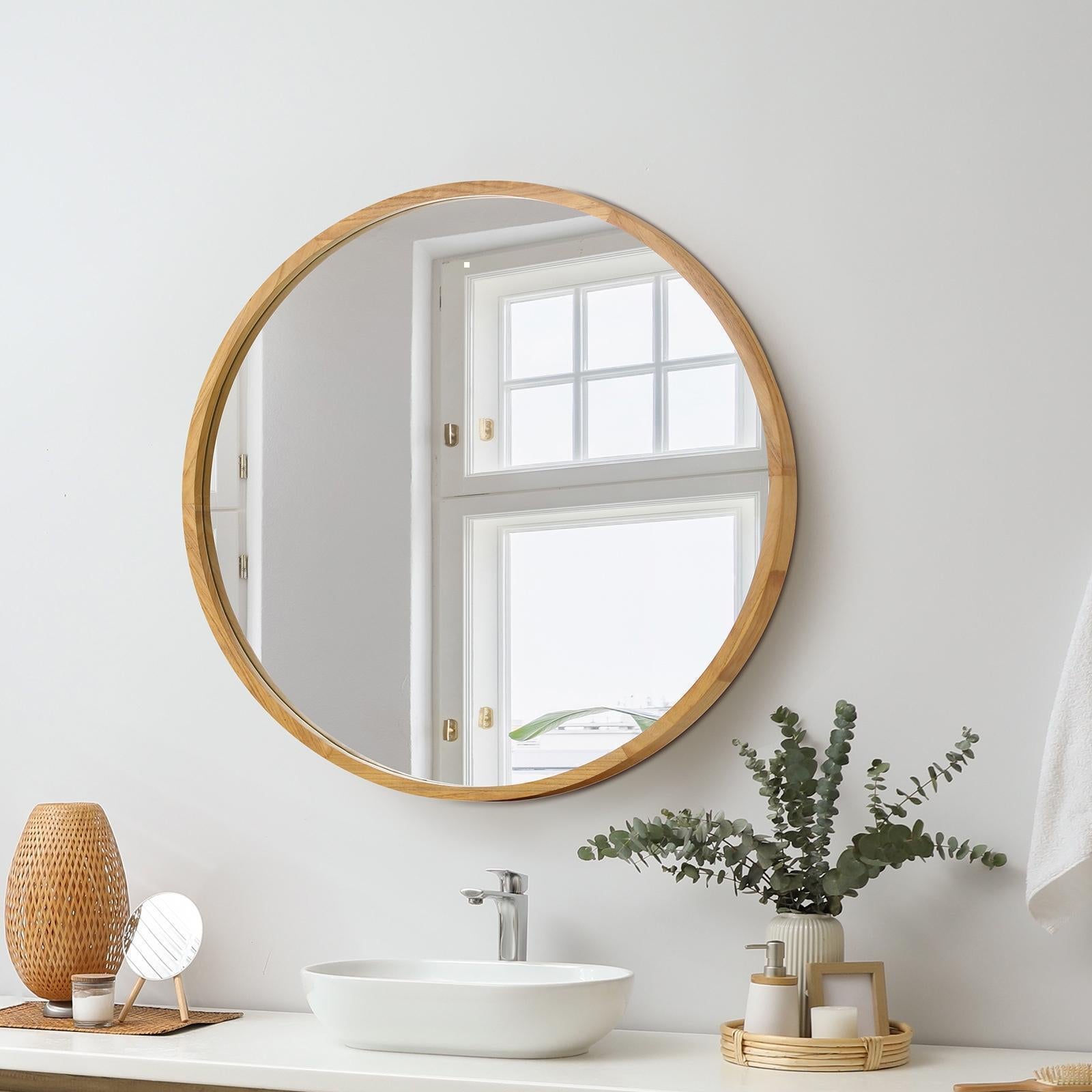 Oikiture Wall Mirrors round Makeup Mirror Home Decor 50/60/70/80/90