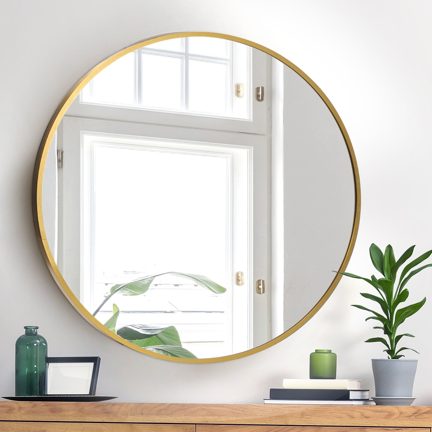 Oikiture Wall Mirrors round Makeup Mirror Home Decor 50/60/70/80/90
