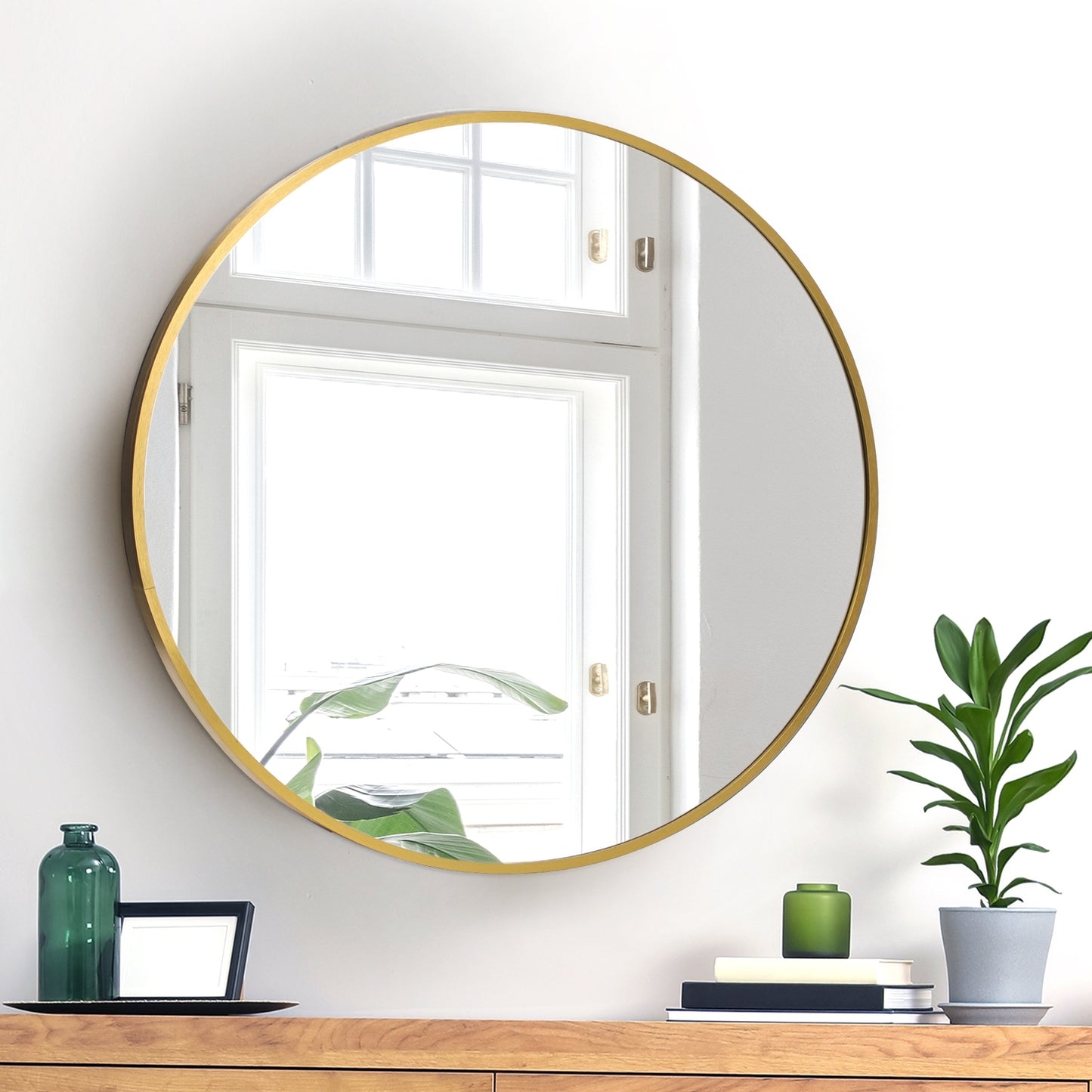 Oikiture Wall Mirrors round Makeup Mirror Home Decor 50/60/70/80/90