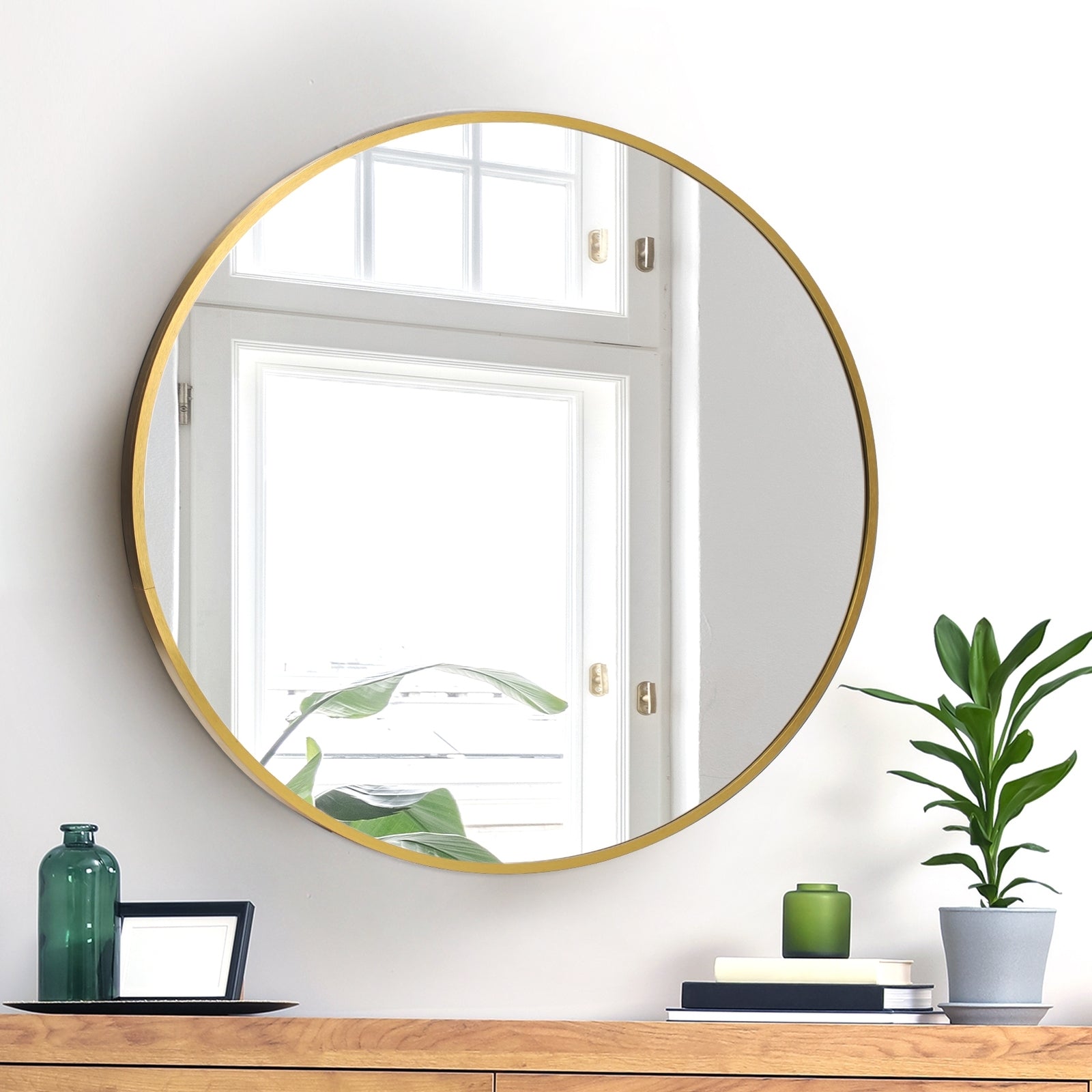Oikiture Wall Mirrors round Makeup Mirror Home Decor 50/60/70/80/90