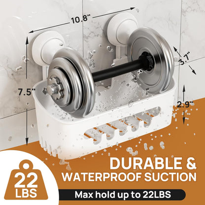TAILI Shower Caddy Suction Cup No-Drilling Removable Shower Basket Powerful Heavy Duty Caddy Suction Cup Waterproof Caddy Organizer for Bathroom & Kitchen Nice-Shower Caddy